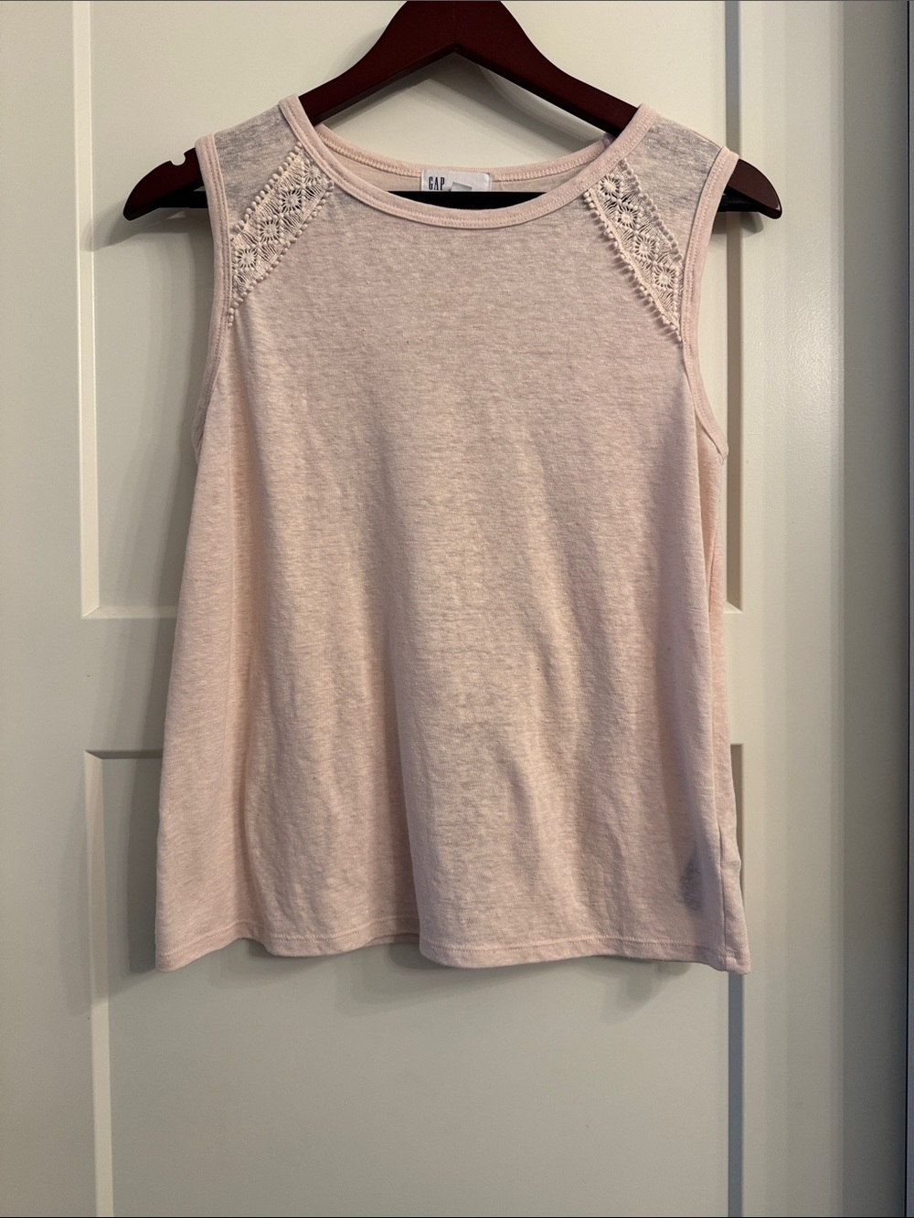 GAP Women's Light Blush Lace-Trim Tank Top